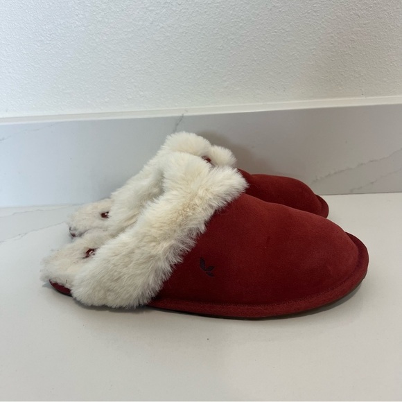 Koolaburra by UGG Milo Red Suede Slippers Faux Fur Lined Slip-On Size 8 - Picture 3 of 12